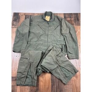 Vintage US Military CWU-27/P Flyers Coveralls Sage Green Flight Suit 46L Aramid